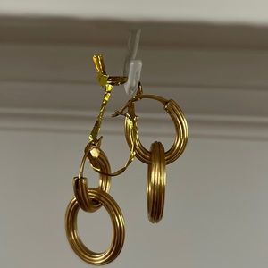 Julie Vos Hoop Earrings 24 k Gold Plate